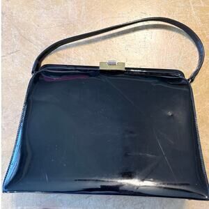 Vintage Theodore of California Black Patent Purse with Dual-Tone Hardware
